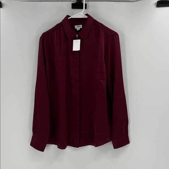 J. Crew Women's Drapey satin button-up top - Vintage Burgundy - Small - NWT - Picture 1 of 9